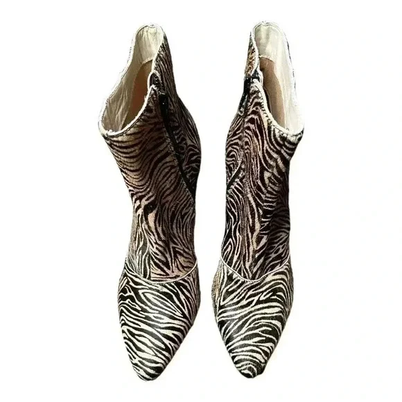 Able Tinsley Tiger Boots Size 7M Calf Hair Heeled Animal Print Heeled Pointy Toe - Picture 5 of 10